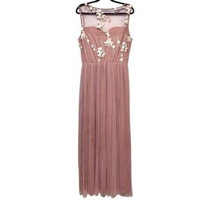 Fairycore Embroidered Tulle Maxi Dress Women Size 1X Cottagecore Romantic Whimsy